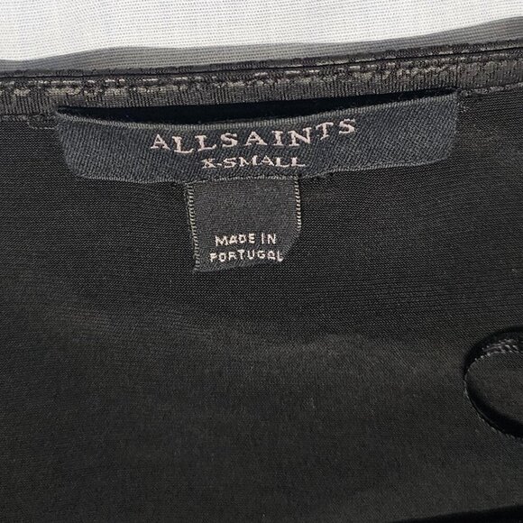 All Saints Faux Leather Oversized Short Top Blouse Shirt Women Size XS Black - Picture 5 of 12